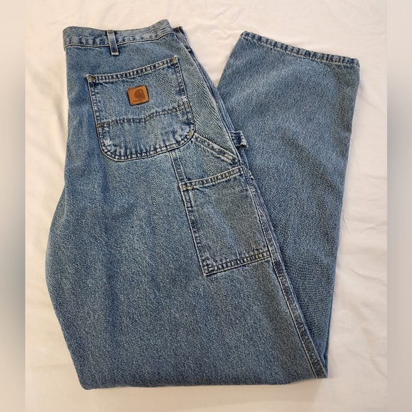 Carhartt Men's Relaxed Fit Carpenter Denim Blue Jeans Pants, sz 34x33 - Picture 7 of 10